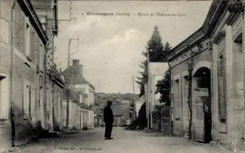 Ak Chahaignes Sarthe, Route de Chateau du Loir