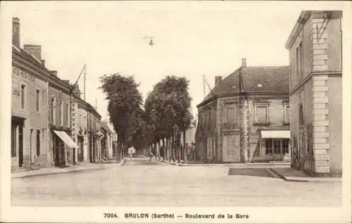 Ak Brûlon Sarthe, Boulevard de la Gare