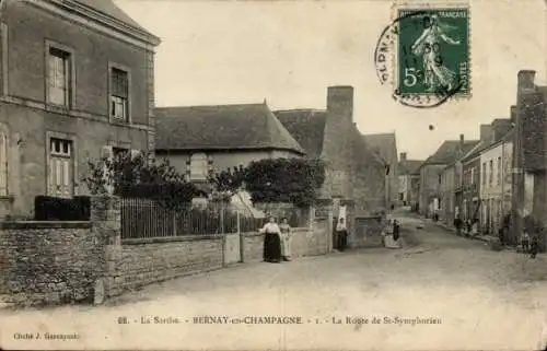 Ak Bernay en Champagne Sarthe, La Route de St. Symphorien