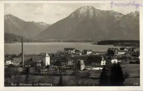 Ak Bad Wiessee in Oberbayern, Panorama mit Wallberg