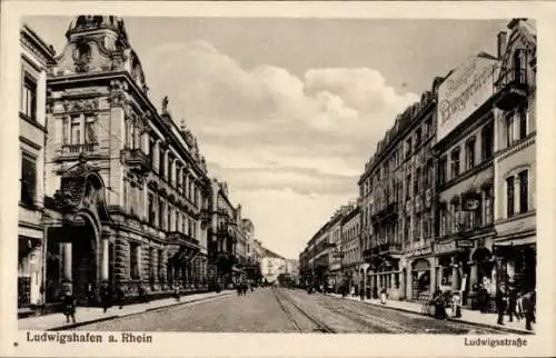 Ak Ludwigshafen am Rhein, Ludwigsstraße, Geschäfte, Reklame Bürgerbräu