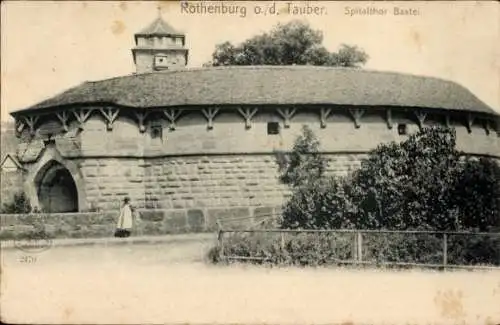 Ak Rothenburg ob der Tauber Mittelfranken, Spitalthor-Bastei