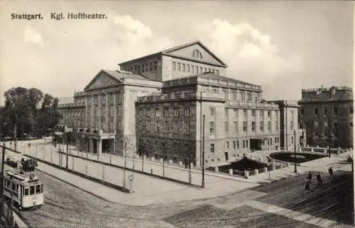 Ak Stuttgart in Württemberg, Hoftheater, Straßenbahn