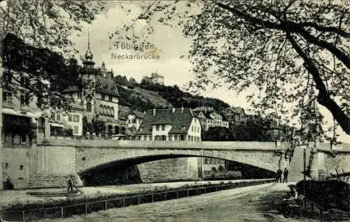 Ak Tübingen am Neckar, Brücke, Boot