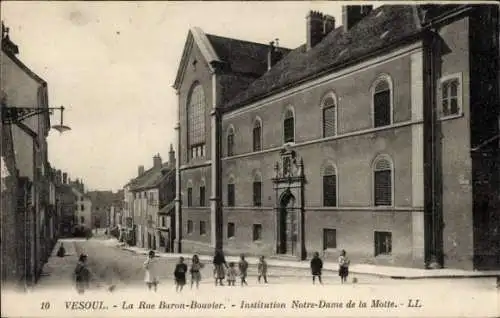 Ak Vesoul Haute Saône, Rue Baron Bouvier, Institution Notre Dame de la Motte