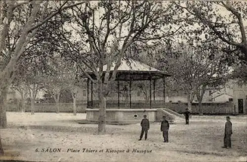 Ak Salon de Provence Bouches du Rhône, Place Thiers, Kiosque a Musique