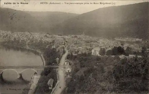 Ak Revin Ardennes, Panorama, prise du Mont Malgretout, Callee de la Meuse