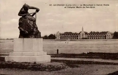 Ak Le Croisic Loire Atlantique, Monument a Herve Rielle, l'Hopital Marin de Pen-Bron