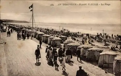 Ak Deauville Calvados, Plage Fleurie, Plage