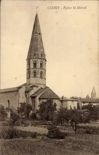 Ak Cluny Saône-et-Loire, Kirche St-Marcel