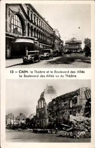 Ak Caen Calvados, Theatre, Boulevard des Allies