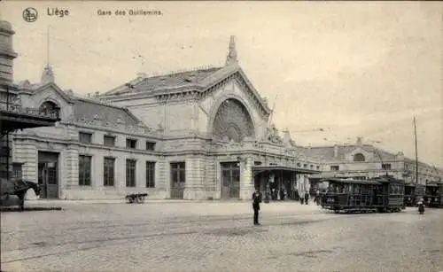 Ak Liège Lüttich Wallonien, Gare des Guillemins, Straßenbahn