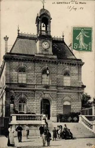 Ak Gentilly Val de Marne, Gesamtansicht des Rathauses