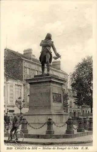 Ak Choisy le Roi Val de Marne, Statue von Rouget de la Isle