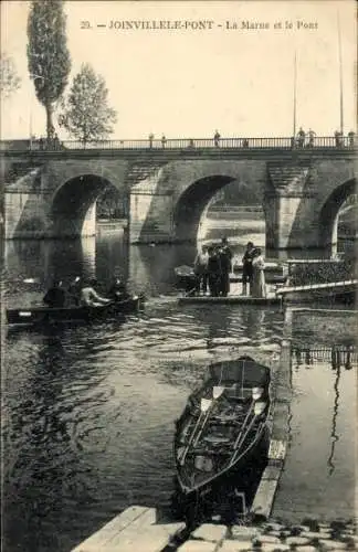 Ak Joinville le Pont Val de Marne, La Marne und die Brücke