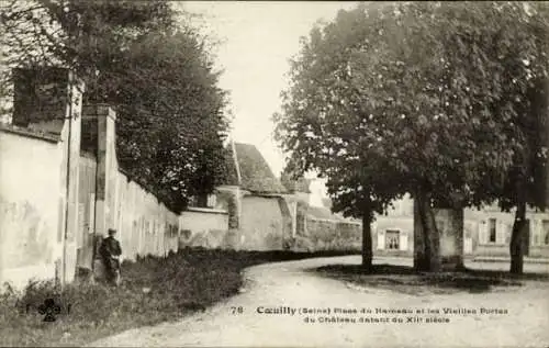 Ak Cœuilly Val de Marne, Place du Hameau und die alten Portes du Château