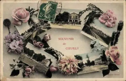 Ak Coeuilly Champigny sur Marne Val de Marne, Schloss, Platz, Restaurant, Rosen