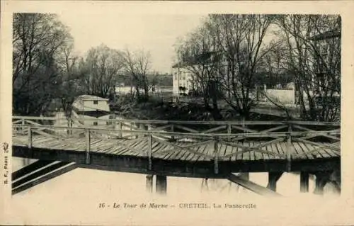 Ak Créteil Val de Marne, La Passerelle, Tour de Marne