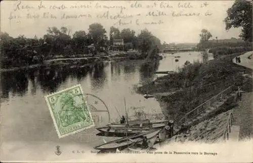 Ak Créteil Val de Marne, Blick von der Passerelle auf den Damm