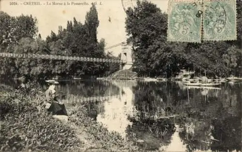 Ak Créteil Val de Marne, La Passerelle und Marne