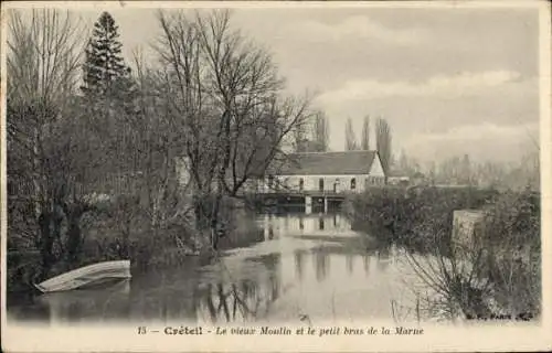 Ak Créteil Val de Marne, vieux Moulin et le petit bras de la Marne