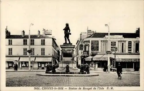 Ak Choisy le Roi Val de Marne, Statue von Rouget de Isle