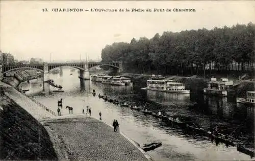 Ak Charenton le Pont Val de Marne, Angeln an der Brücke