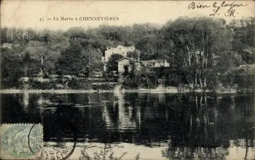 Ak Chennevières Val de Marne, Blick auf die Marne