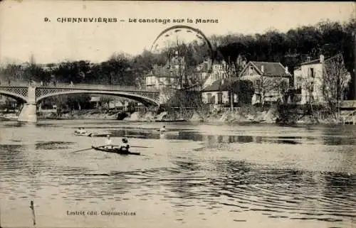 Ak Chennevières sur Marne Val de Marne, Kanufahren auf der Marne