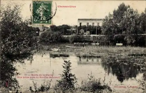 Ak Chennevières Val de Marne, Aufnahme in der Nähe der Pont de Bonneuil