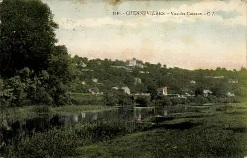 Ak Chennevières Val de Marne, Blick auf die Hügel