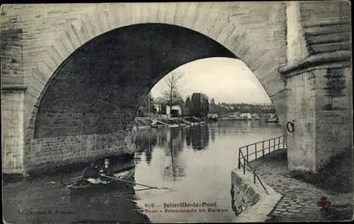 Ak Joinville, Pont Val de Marne, Promenade en Nateau, Brücke