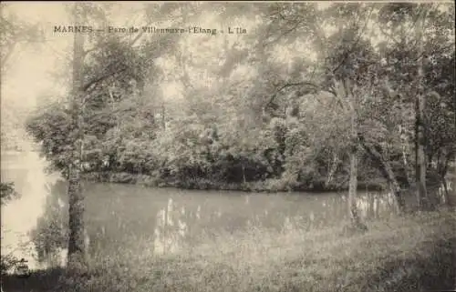 Ak Saint Jouin de Marnes Deux Sèvres, Villeneuve Park, Teich, Insel