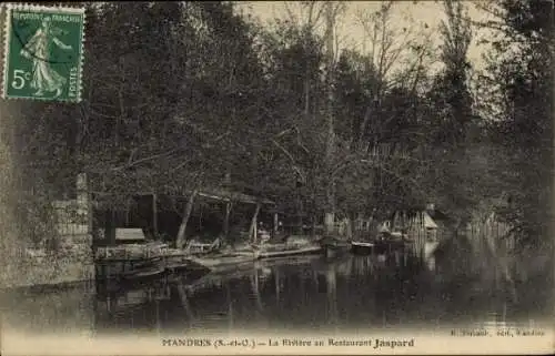 Ak Mandres Val de Marne, Riviere im Restaurant Jaspard