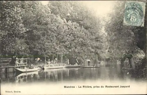 Ak Mandres Val de Marne, La Riviere, entnommen aus dem Restaurant Jaspard