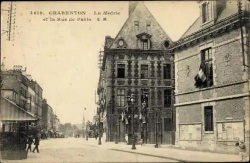 Ak Charenton le Pont Val de Marne, Rathaus und Rue de Paris