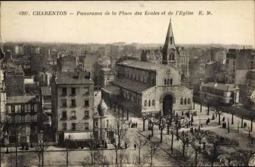 Ak Charenton le Pont Val de Marne, Panorama, Schulen, Kirche