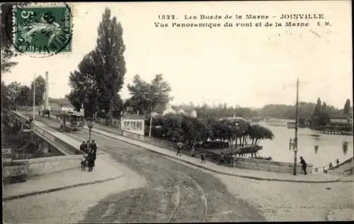 Ak Joinville le Pont Val de Marne, Blick auf die Brücke und die Marne