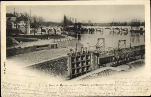 Ak Joinville le Pont Val de Marne, Schleuse und Brücke