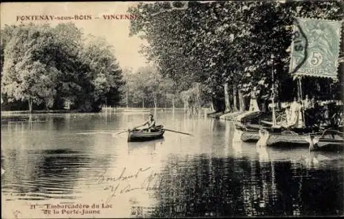 Ak Fontenay sous Bois Val de Marne, Anlegestelle Lac de la Porte Jaune