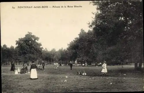 Ak Fontenay sous Bois Val de Marne, Rasen der Weißen Königin