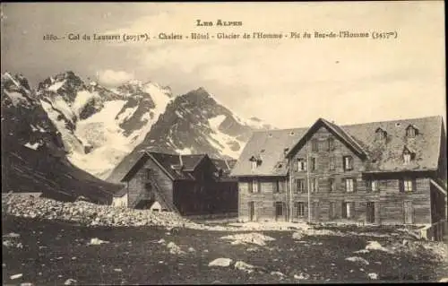 Ak Col du Lautaret Hautes Alpes, Chalets, Hotel, Glacier de l'Homme, Pic du Bec-de-l'Homme