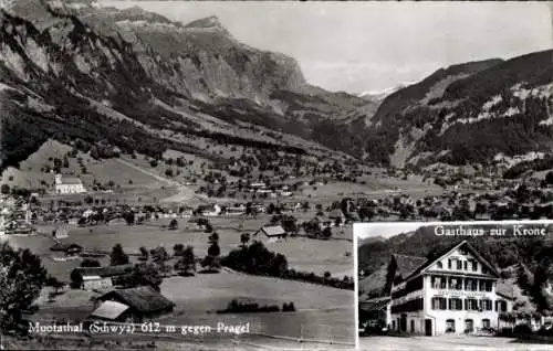 Ak Muotathal Kanton Schwyz, Gesamtansicht, Gasthaus zur Krone