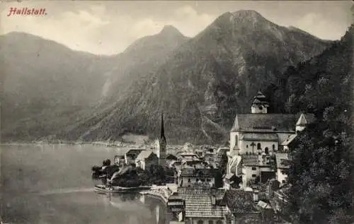 Ak Hallstatt im Salzkammergut Oberösterreich, Teilansicht, Kirche