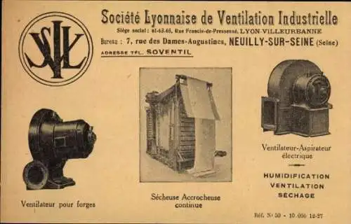 Ak Reklame, Société Lyonnaise de Ventilation Industrielle, Elektrischer Ventilator-Staubsauger