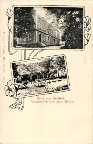 Ak Oelsnitz im Vogtland, Dreihof, Restauration von Louis Müller