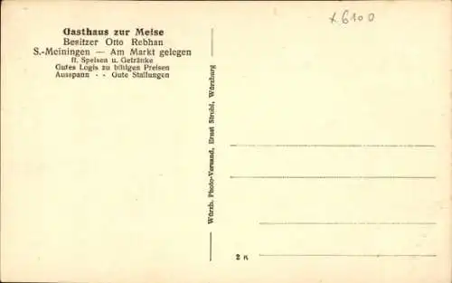 Ak Meiningen in Thüringen, Gasthaus zur Meise, am Markt