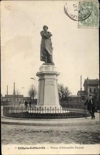 Ak Villers Cotterets Aisne, Statue d'Alexandre Dumas