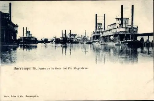Ak Barranquilla Kolumbien, Teil der Magdalena-Flussflotte