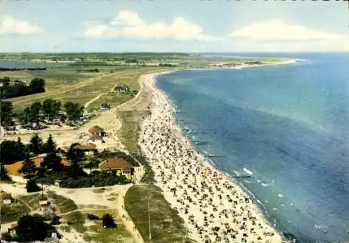 Ak Hohwacht an der Ostsee, Strand, Panorama, Fliegeraufnahme